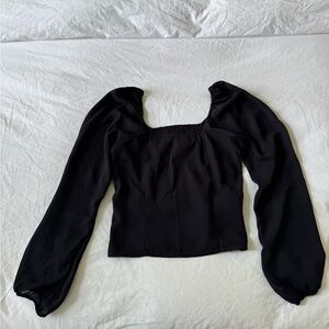Abercrombie and Fitch black cropped puff sleeve blouse size XS
